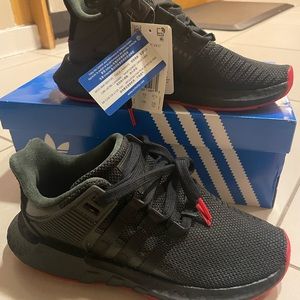 Adidas EQT Support 93/17 NWT - black with red soles - size 5 men’s/6.5 women’s